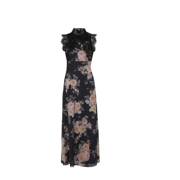 Maison Armory Dresses & Skirts - Maison Armory Black Moonlight Rose Floral & Lace Slip Dress XSmall, Boho Maxi